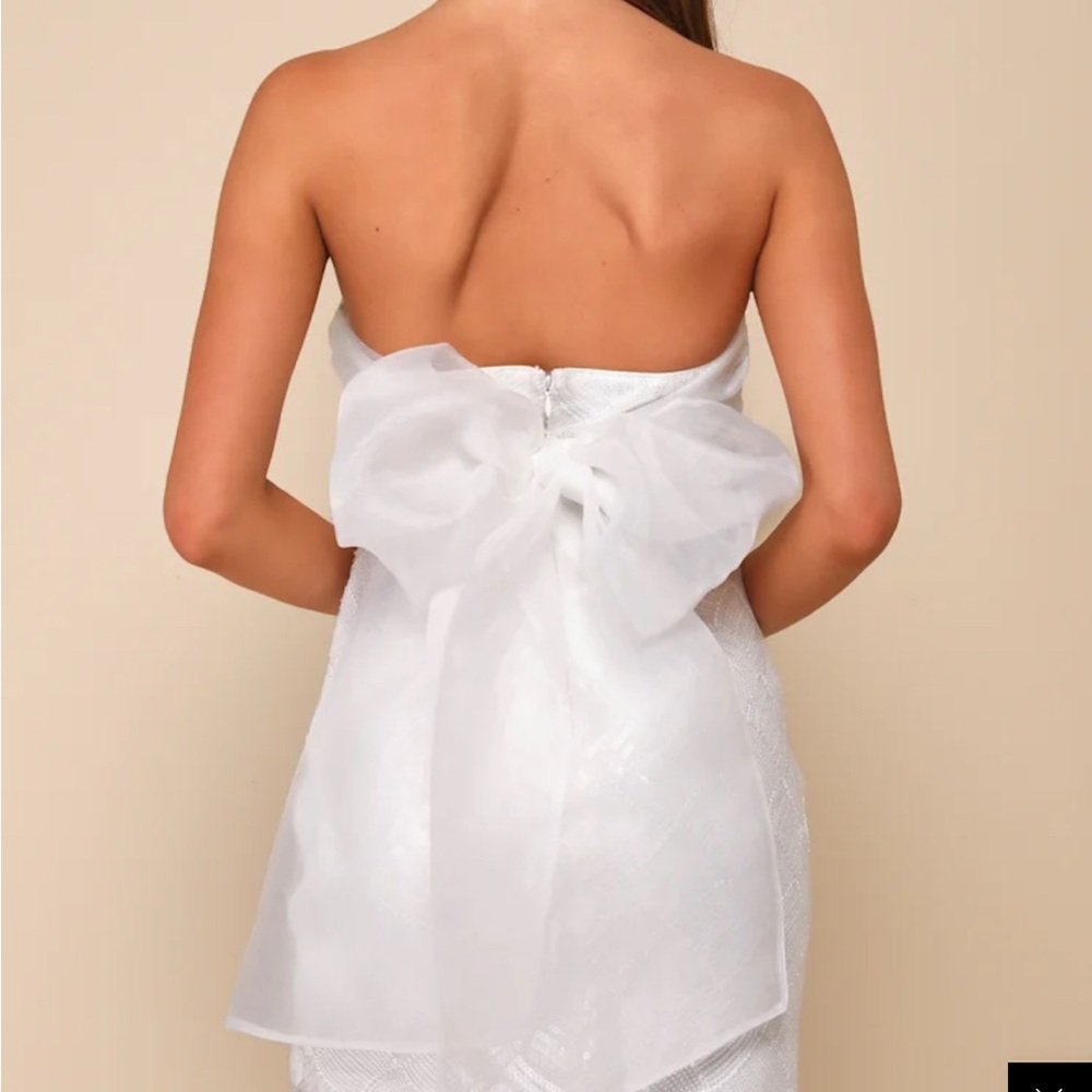 Lulu's White Strapless Dress with Bow